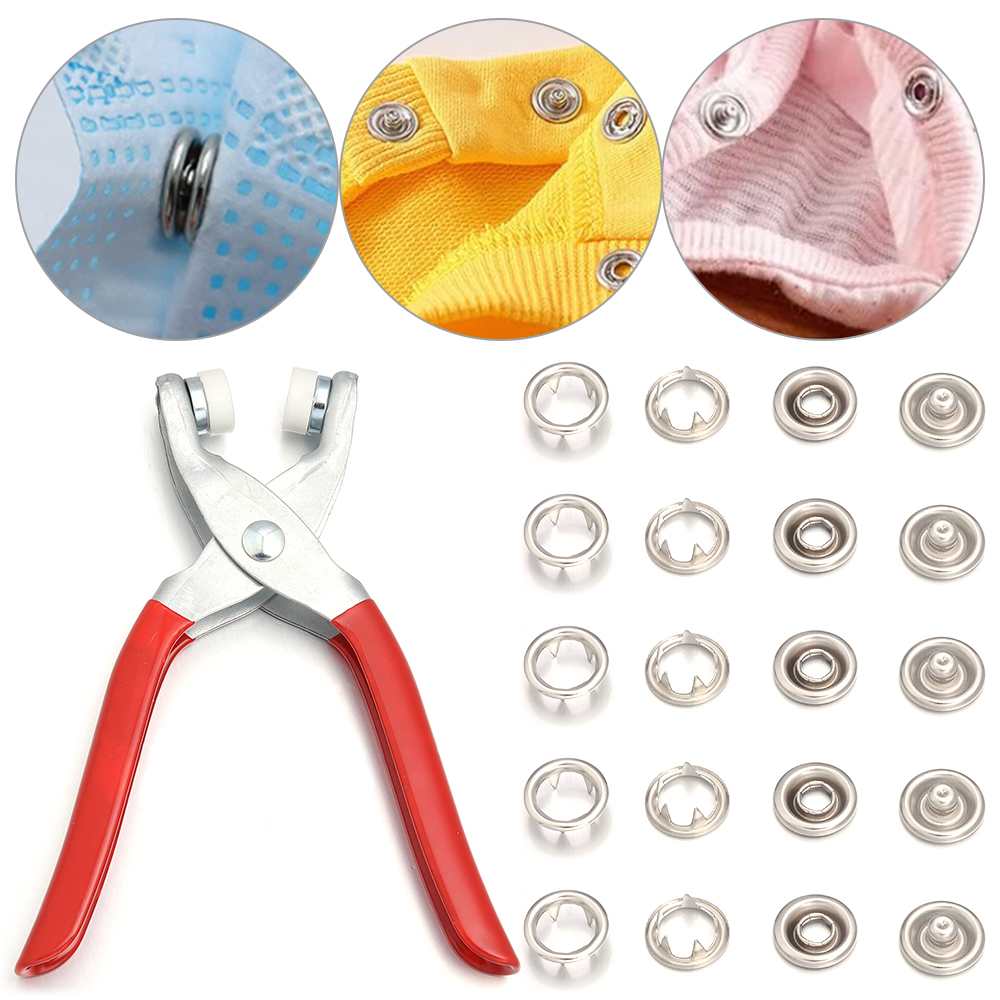 Snap Button Plier - 50 sets 7,5/9,5/11mm RVS drukknopen metalen